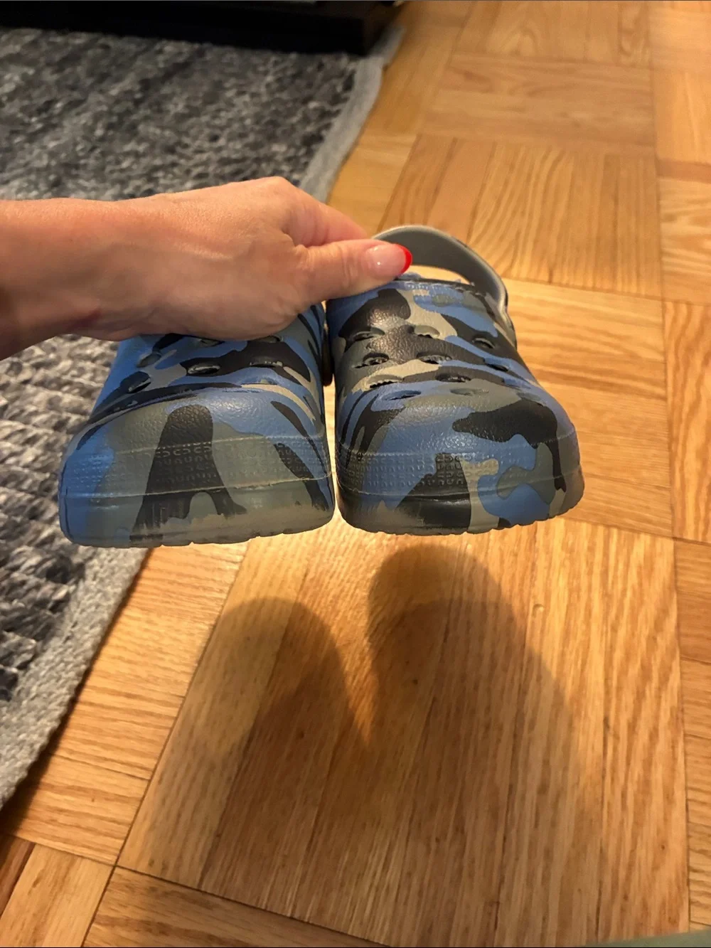 Kids Blue Camo Fleece-Lined Slip-On Clogs